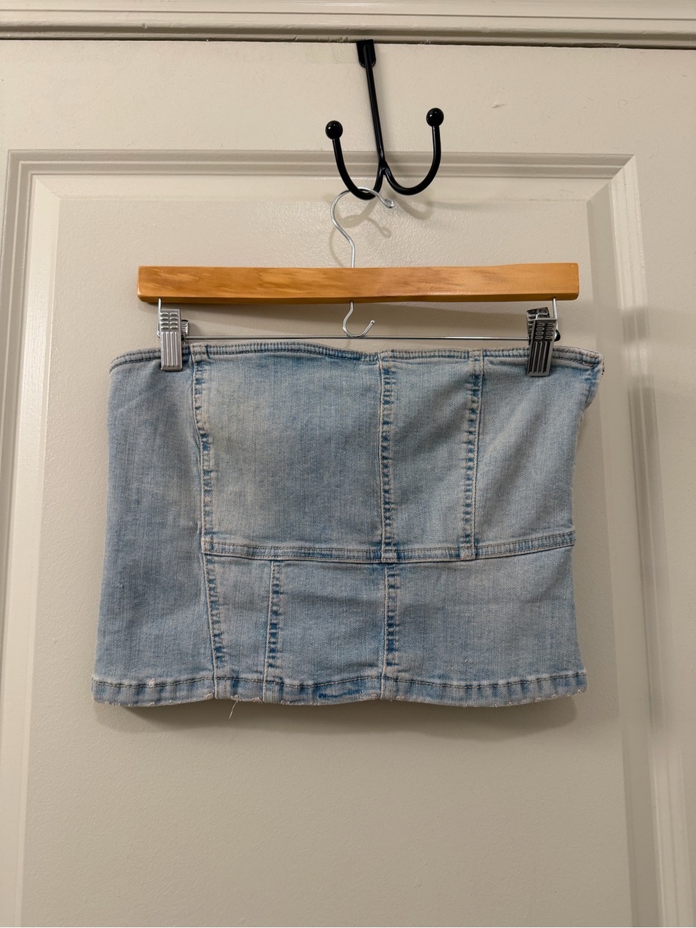 NWT Zara Patchwork Denim Strapless Tube Top Light Wash Size XL